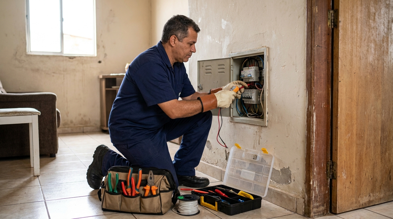Eletricista com ferramentas em Joinville‑SC