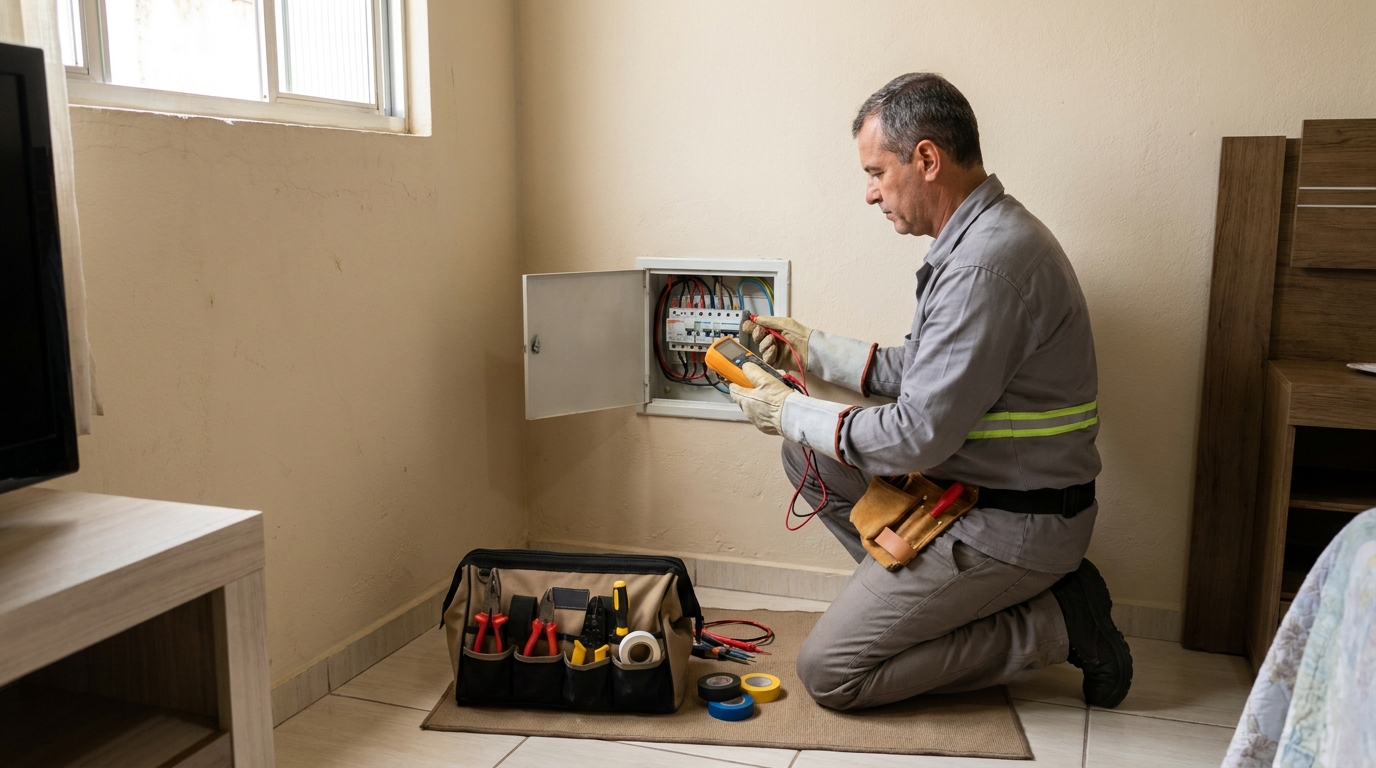 Eletricista trabalhando em Joinville‑SC