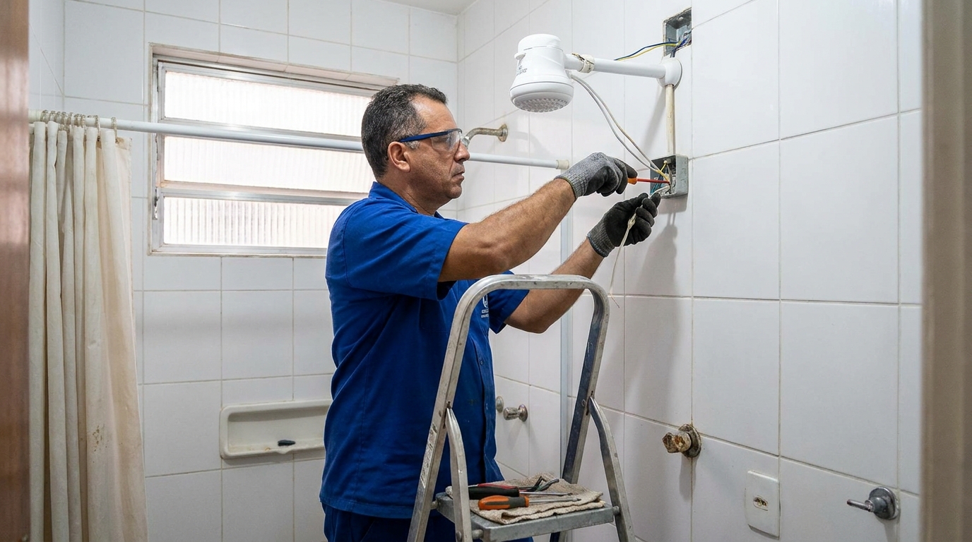 Instalacao de chuveiro eletrico em Joinville‑SC