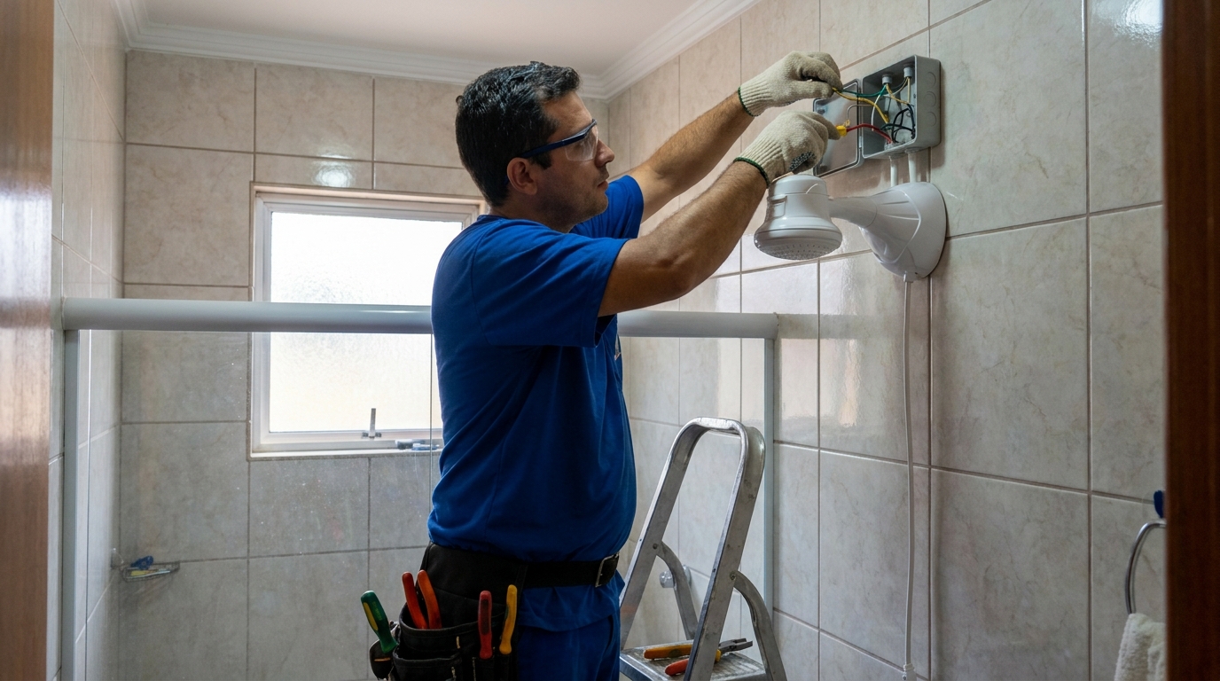 Instalacao de chuveiro eletrico profissional em Joinville‑SC