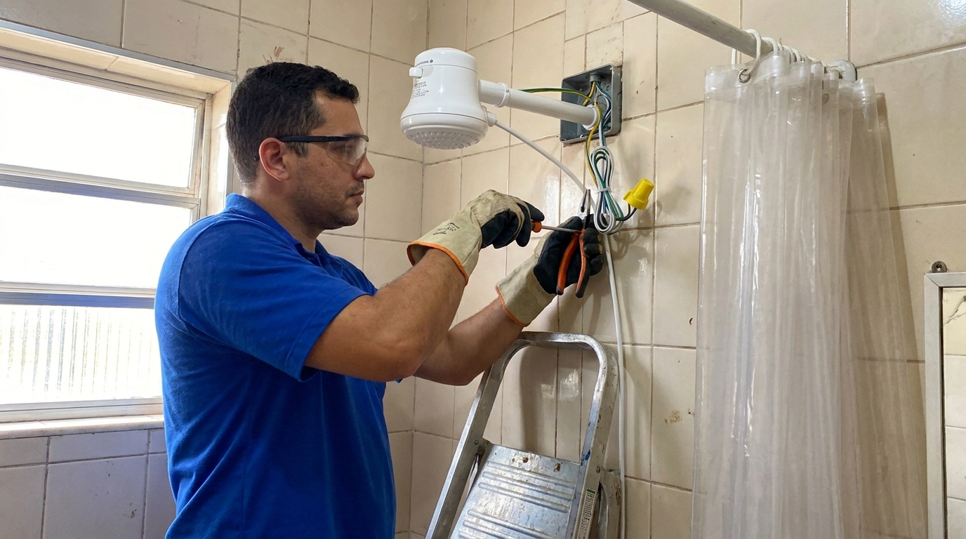 Instalacao de chuveiro eletrico residencial em Joinville‑SC