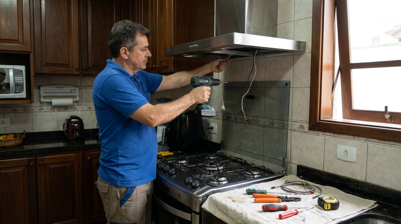 Instalacao de coifa e exaustor residencial em Joinville‑SC