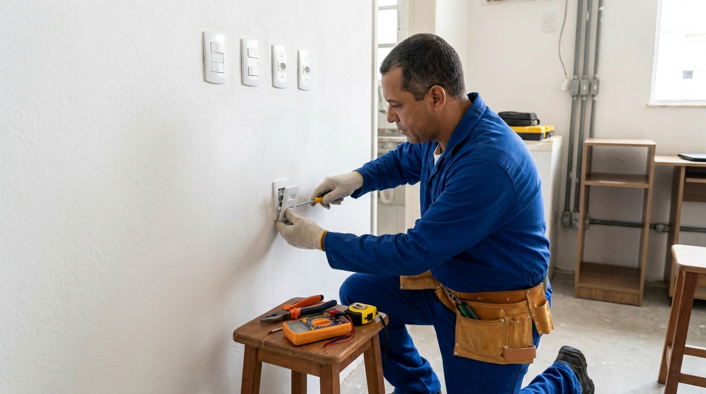 Instalacao de tomada e interruptor profissional em Joinville‑SC