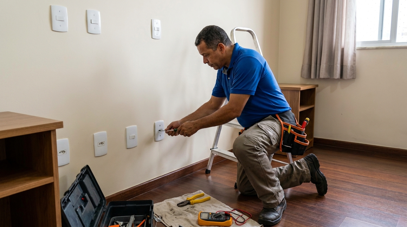 Instalacao de tomada e interruptor residencial em Joinville‑SC