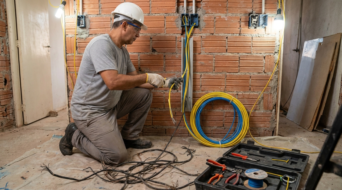 Troca de fiacao eletrica residencial em Joinville‑SC